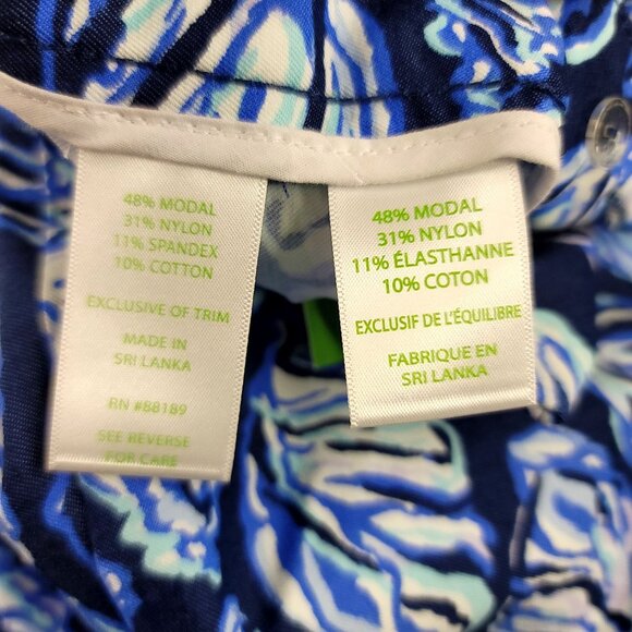Lilly Pulitzer Kelani Stretch Pants High Tide Navy Blue/White Sz 10 Modal Blend - Picture 7 of 10